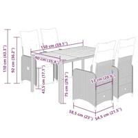 5-delige Bistroset met kussens poly rattan zwart - thumbnail