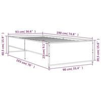 Bedframe bewerkt hout en metaal gerookt eikenkleurig 90x190 cm - thumbnail
