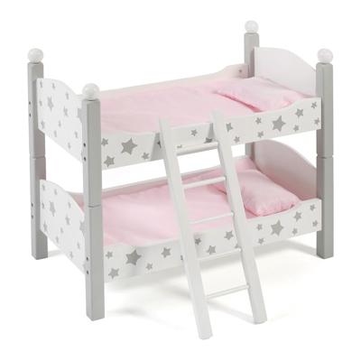 Houten Poppen Stapelbed - Grey Stars Houten Poppen Stapelbed - Grey Stars