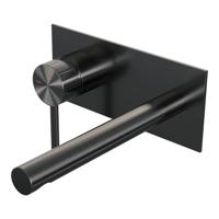 Brauer Stripe inbouw wastafelmengkraan met rechte uitloop en afdekplaat model A2 gunmetal geborsteld PVD - thumbnail