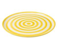 J-Line Plate Granada Stripes Ceramic White|Yellow - thumbnail