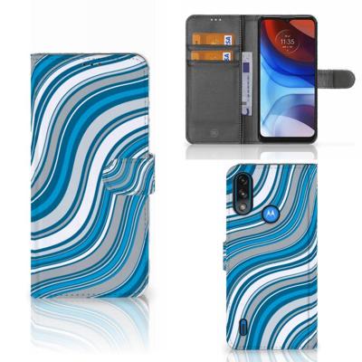 Motorola Moto E7i Power | E7 Power | Telefoon Hoesje | Waves Blue | Portemonnee hoesje