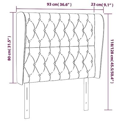 Hoofdbord met randen 93x23x118/128 cm stof donkergrijs