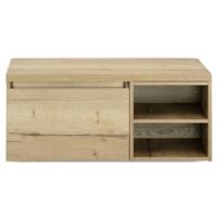 Frozen Badmeubelset 100 cm - Greeplijst in Kleur - Wastafel Regaalkast met Bovenblad Natuur Eiken - thumbnail