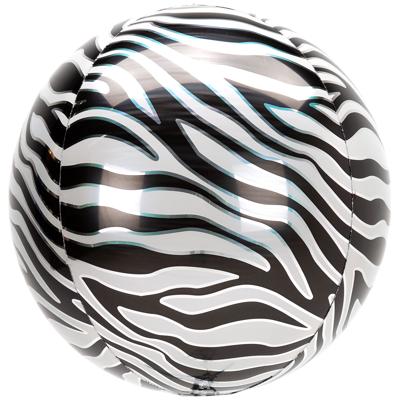 Orbz folieballon Orbz Zebra Print 41 cm zwart/wit Orbz folieballon Orbz Zebra Print 41 cm zwart/wit