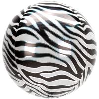 Orbz folieballon Orbz Zebra Print 41 cm zwart/wit - thumbnail