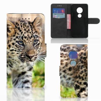 Motorola Moto G7 Play | Telefoonhoesje | Met pasjeshouder | Baby Luipaard
