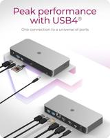 ICY BOX IB-DK2880-C41 Bedraad USB4 Antraciet, Zwart - thumbnail