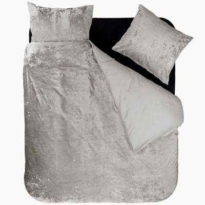 RoyalTextile - Crushed Velvet Dekbedovertrek - Katoen - Metallic Silver - 200 x 220