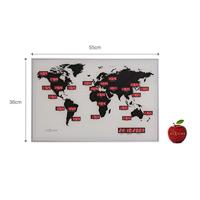 Wandklok - 55 x 36 x 4 cm - Glas - Aluminium - Wereldklok - 'World Time Digit' - thumbnail