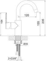 Saqu Dream draaibare wastafelkraan Mat zwart - thumbnail