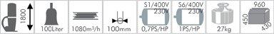 Holzmann Maschinen H011200001 ABS1080_400V Afzuiginstallatie 100 l 750 W