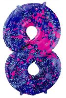 Folieballon Cijfer 8 Paint Splash Neon (86cm) - thumbnail