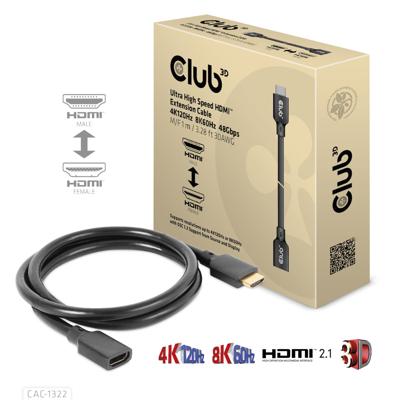 club3D CAC-1322 HDMI-kabel HDMI Aansluitkabel HDMI-A-stekker, HDMI-A-bus 1.00 m Zwart