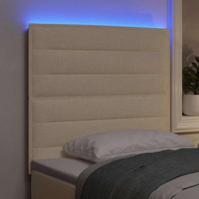 LED Hoofdbord met LED-striplichten Crème 100 cm Polyester
