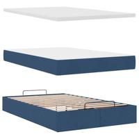 Ottoman bed met matras 120x190 cm stof blauw - thumbnail