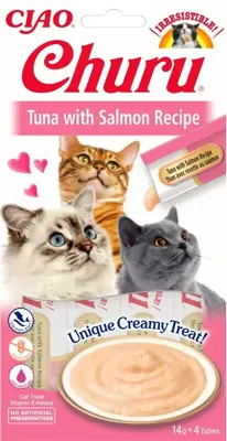 INABA Churu Tonijn met Zalm - Kattensnoepje - 4x14 g