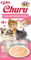 INABA Churu Tonijn met Zalm - Kattensnoepje - 4x14 g - thumbnail