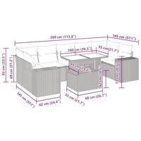 8-delige Loungeset met kussens poly rattan acacia bruin - thumbnail