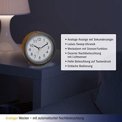 TFA Dostmann 60.1034.07 Wekker Kwarts Zonnegeel Alarmtijden 1
