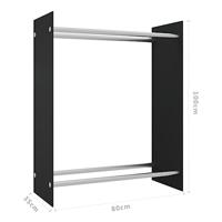 VidaXL Haardhoutrek 80x35x100 cm gehard glas zwart - thumbnail