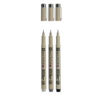 Sakura pigma micron 05 fineliner set, 3 pennen, zwartgrijs - thumbnail