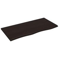 Wastafelblad 100x50x2 cm behandeld massief hout donkerbruin - thumbnail