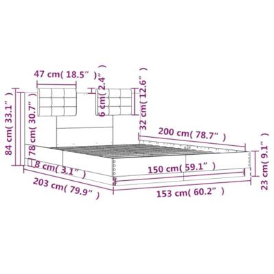 Bedframe met hoofdbord en LED grijs sonoma eiken 150x200 cm