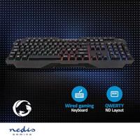 Nedis Bedraad Gaming Toetsenbord | USB Type-A | Membrane Toetsen | LED | QWERTY | Scandinavisch | USB Gevoed | Lengte stroomkabel: 1.30 m | Multimedia - thumbnail