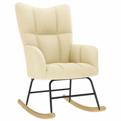 Schommelstoel met voetenbank stof crmekleurig