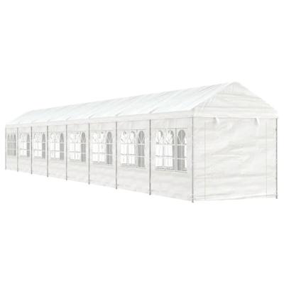 Prieel met dak 17,84x2,28x2,69 m polyetheen wit
