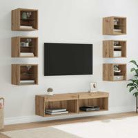 TV-kast met LED-striplichten met lade 8 pcs Artisan Eiken Glas - thumbnail