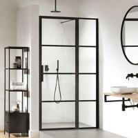 Sealskin SOHO draaideur met vast paneel rechts incl. antikalk 120x210cm zwart - thumbnail