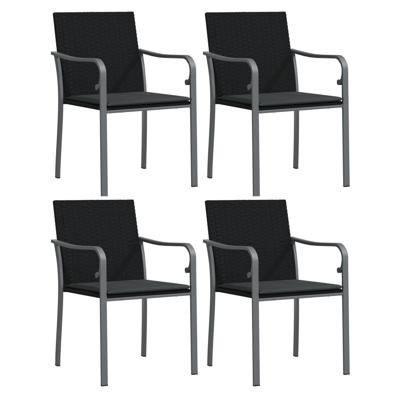 Tuinstoelen 4 st met kussens 56x59x84 cm poly rattan zwart