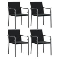Tuinstoelen 4 st met kussens 56x59x84 cm poly rattan zwart - thumbnail