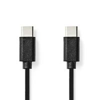Nedis USB-Kabel | USB 2.0 | USB-C Male | USB-C Male | 60 W | 480 Mbps | Vernikkeld | 1.00 m | Rond | PVC | Zwart | Label - CCGL60700BK10 - thumbnail
