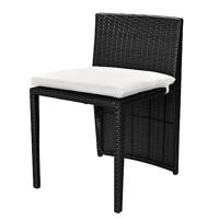 3-delige Bistroset met kussens poly rattan zwart - thumbnail