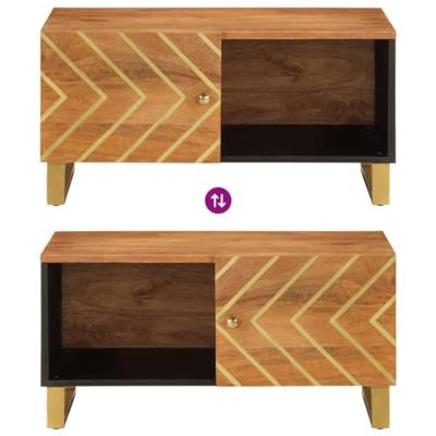 Salontafel 80x50x40 cm massief mangohout bruin en zwart