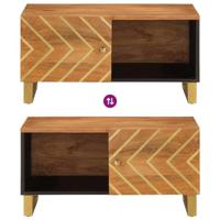 Salontafel 80x50x40 cm massief mangohout bruin en zwart - thumbnail