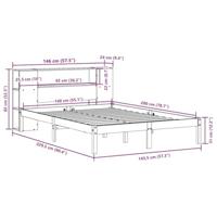 Bed met boekenkast zonder matras massief grenenhout 140x200 cm - thumbnail