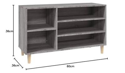 Schoenenkast 102x36x60 cm bewerkt hout sonoma grijs