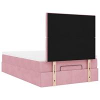 Ottoman bed met matrassen 120x190cm fluweel roze - thumbnail