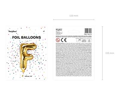 Folieballon Goud Letter &apos;F&apos; - 35cm