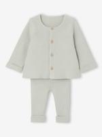 Set met shirt en broek voor baby's van tricot blauwgroen - thumbnail