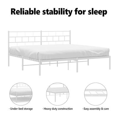 Bedframe met hoofdbord metaal wit 183x213 cm