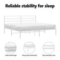 Bedframe met hoofdbord metaal wit 183x213 cm - thumbnail