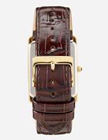 Seiko SWR064P1 staal-leder goudkleurig-bruin 27,9 mm - thumbnail