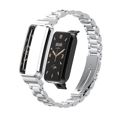 Metalen schakelband met case - Zilver - Xiaomi Smart band 7 Pro