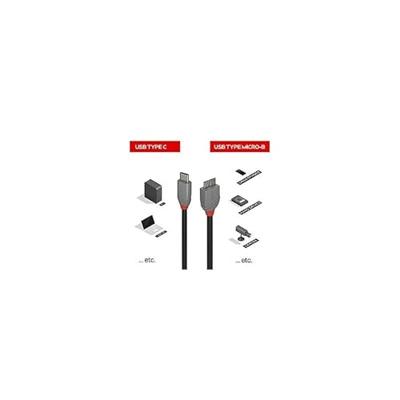 Lindy 3m USB 3.2 Type C to Micro-B Cable, Anthra Line