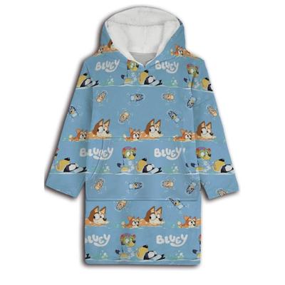 Bluey hoodie poncho blauw 3 - 6 jaar - polyester
